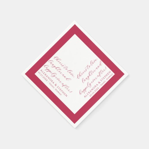 Cheers to Love Modern Script Viva Magenta Napkins