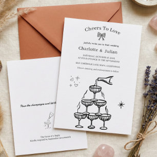 Cheers to Love Modern Viral Aesthetic Wedding Invitation