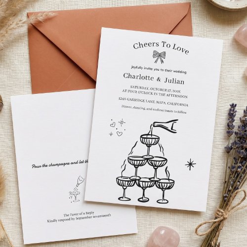 Cheers to Love Modern Viral Aesthetic Wedding Invitation