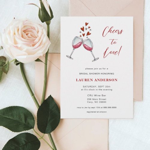 Cheers to Love Modern Wine tasting Bridal Shower Invitation