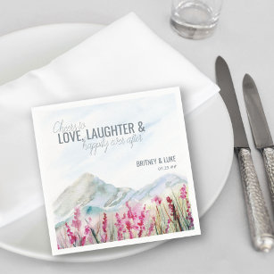 Cheers to Love Mountain Wedding Watercolor Napkins
