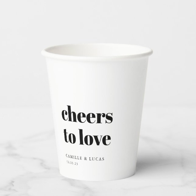 Cheers To Love Personalized Wedding Favors  Paper Cups (Front)