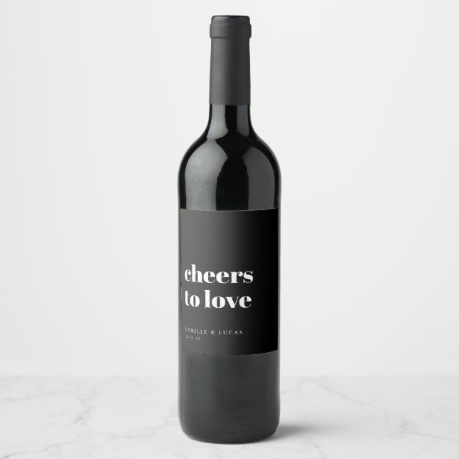Cheers To Love Personalized Wedding Favors  Wine Label (Front)
