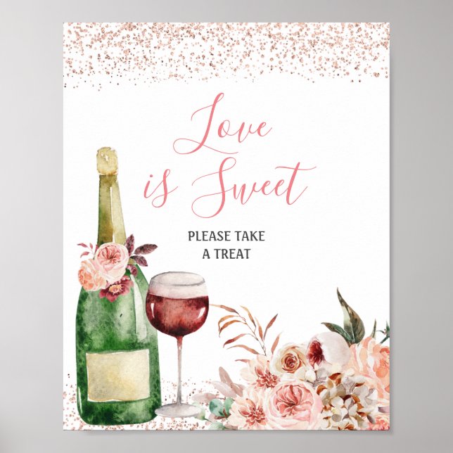 Cheers to Love Pink Bridal Shower Love is Sweet Poster (Front)