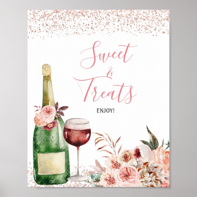 Cheers to Love Pink Bridal Shower Sweet Treats Poster (Front)