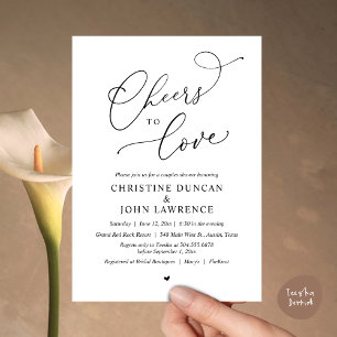 Cheers to love, Romantic Couples Shower Party Invitation