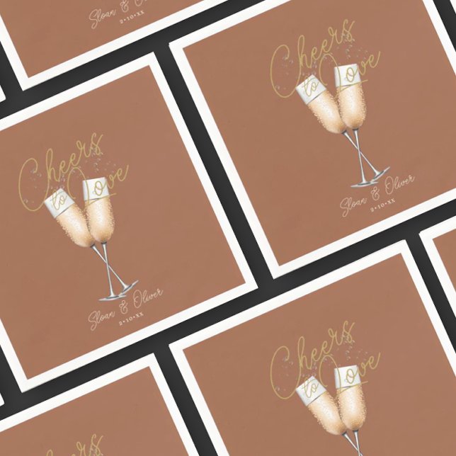 Cheers to Love Rust Terracotta Bridal Shower Paper Napkins (Creator Uploaded)