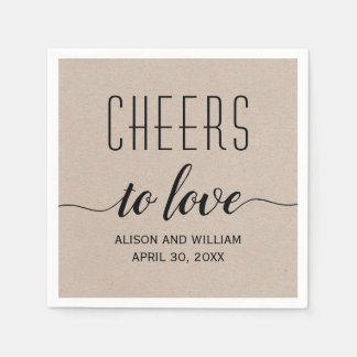 Cheers to love rustic kraft style wedding napkins