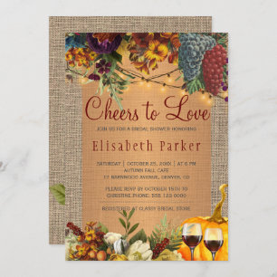 Cheers to Love rustic wine testing bridal shower Invitation
