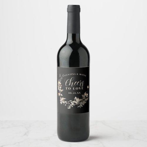 Cheers to Love Rustic Wreath Wedding  Wine Label