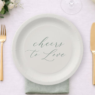 Cheers to Love Sage Green Wedding Paper Plates