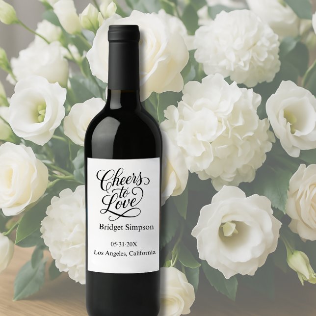 cheers to love script - Elegant Charm  Wine Label (Creator Uploaded)