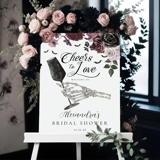 Cheers to Love Skeleton Hand Floral Gothic Bridal Foam Board (Cheers to Love Skeleton Hand Floral Gothic Bridal Foam Board)