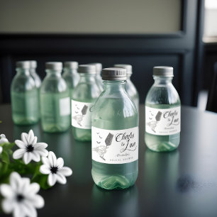 Cheers to Love Skeleton Hand Gothic Bridal Shower Water Bottle Label