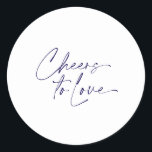 Cheers to Love Sticker – White Background<br><div class="desc">Celebrate love in style with this elegant "Cheers to love" sticker, featuring a clean white background and deep navy typography. The minimalist and modern design makes it perfect for sealing wedding favor boxes, gift bags, or adding a refined detail to your event stationery. A simple yet meaningful touch for weddings,...</div>
