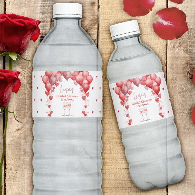 Cheers to Love Valentine Sweetheart Bridal Shower Water Bottle Label (Creator Uploaded)