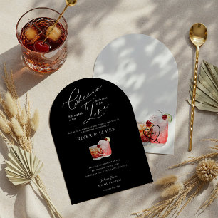 Cheers to Love Watercolor Couples Cocktail Wedding Invitation