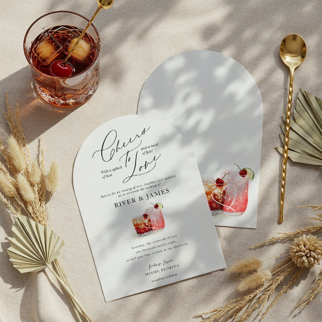 Cheers to Love Watercolor Couples Cocktail Wedding Invitation (Cheers to Love Watercolor Couples Cocktail Wedding Invitation)