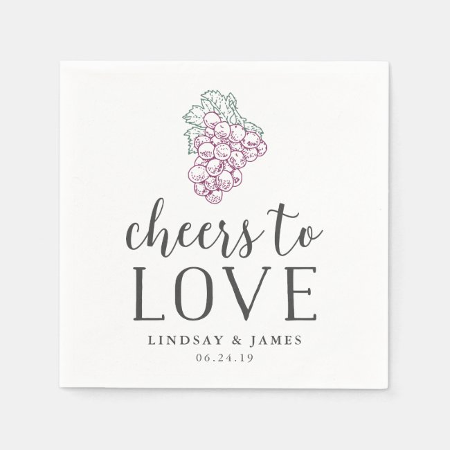 Cheers to Love Wedding Cocktail Paper Napkin