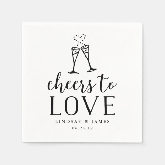 Cheers To Love Wedding Cocktail Paper Napkin