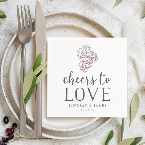 Cheers to Love Wedding Cocktail Paper Napkins