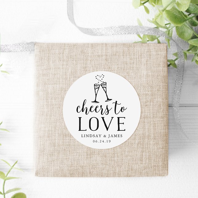 Cheers to Love Wedding Favor Classic Round Sticker (Creator Uploaded)