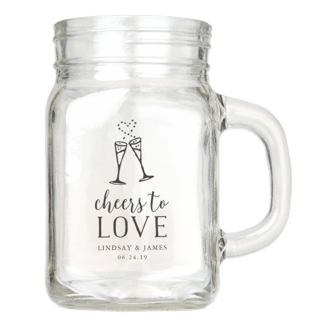 Cheers to Love | Wedding Favor Mason Jar (Front)