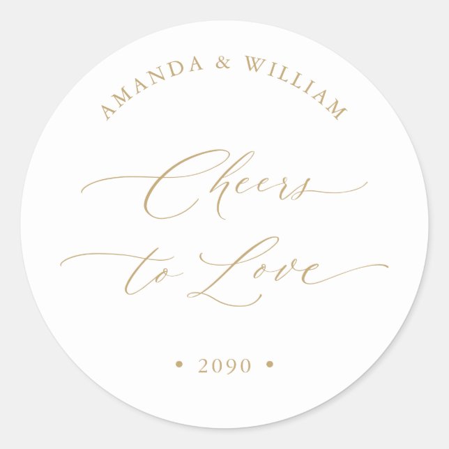 Cheers to Love Wedding Favor Sticker (Front)