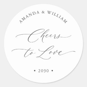 Cheers to Love Wedding Favor Sticker