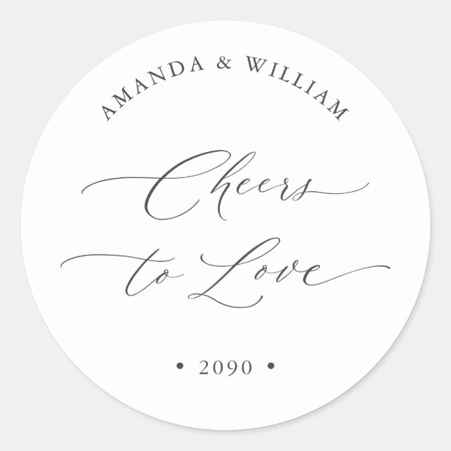 Cheers to Love Wedding Favor Sticker (Front)