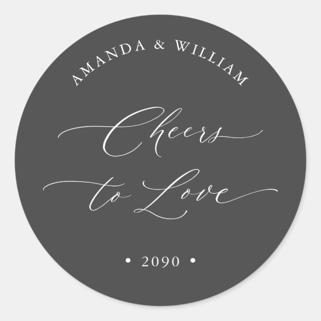 Cheers to Love Wedding Favor Sticker (Front)