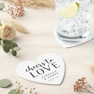Cheers to Love Wedding Paper Coaster