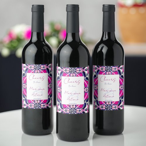 Cheers to love wedding personalized wine label