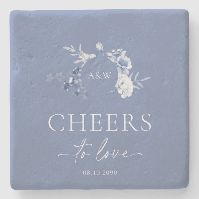 Cheers to Love Wedding Stone Coaster (Front)