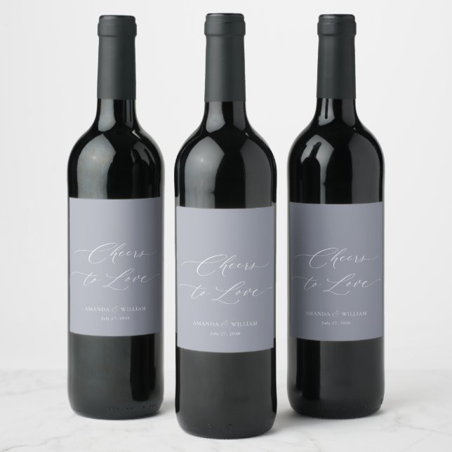 Cheers to Love Wedding Wine Label (Bottles)