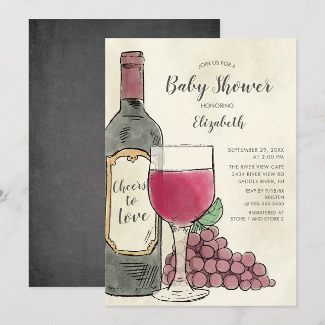 Cheers to Love Wine Baby Shower Invitation (Front/Back)