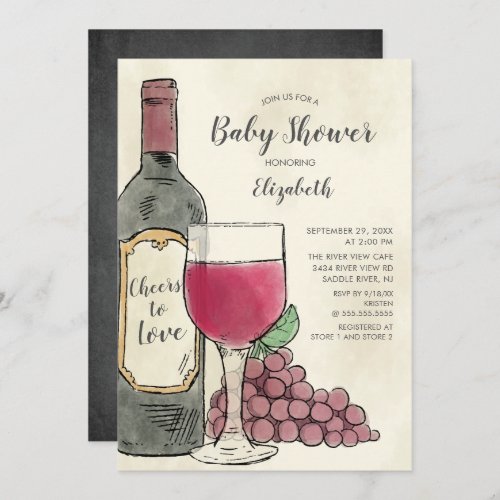 Cheers to Love Wine Baby Shower Invitation