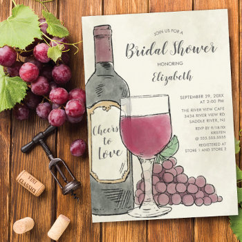 Cheers To Love Wine Bridal Shower Invitation by invitationstop at Zazzle