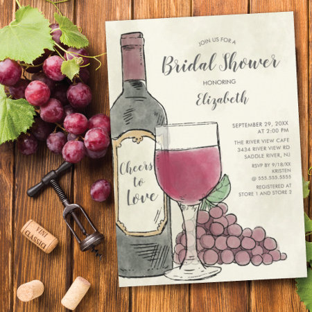 Cheers To Love Wine Bridal Shower Invitation
