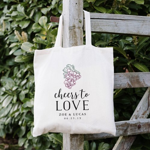 Cheers to Love Wine Country Wedding Favor Tote Bag