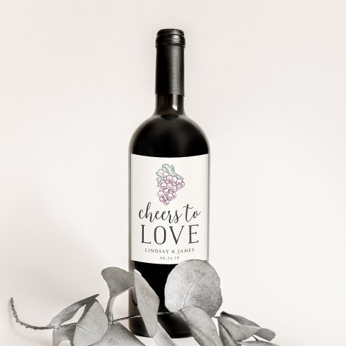 Cheers to Love  Wine Country Wedding Favor Wine Label