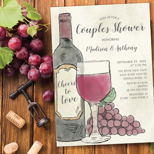 Cheers to Love Wine Couples Shower Invitation