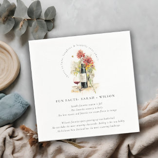 Cheers to Love Wine Floral Wedding Fun Facts Napkins