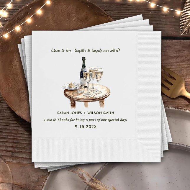 Cheers to Love Wine Floral Wedding Napkins (Creator Uploaded)