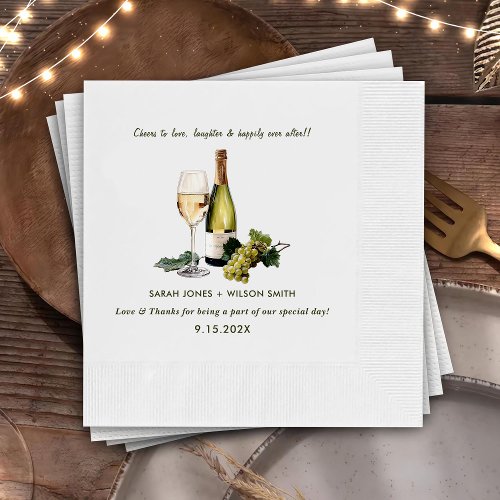 Cheers to Love Wine Floral Wedding Napkins
