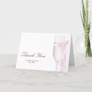 Cheers To Love Wine Glasses Bow Tie Bridal Shower Letterpress Thank You Card