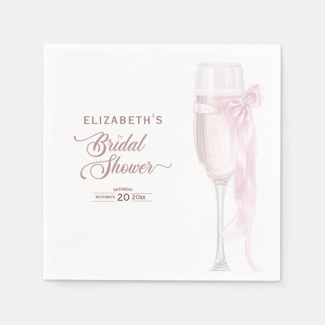 Cheers To Love Wine Glasses Bow Tie Bridal Shower Napkins (Front)