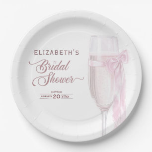 Cheers To Love Wine Glasses Bow Tie Bridal Shower Paper Plates