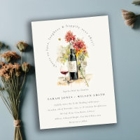 Cheers to Love Wine Red Yellow Floral Wedding