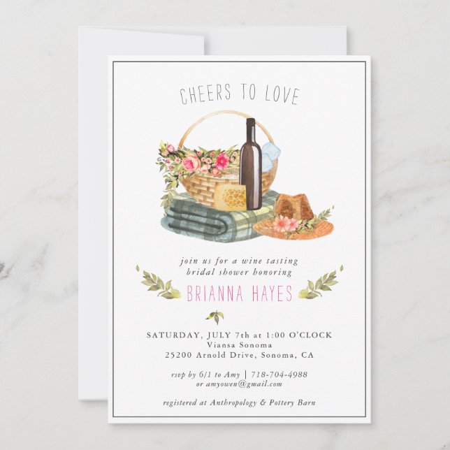 Cheers to Love | Wine Tasting Bridal Shower (Front)